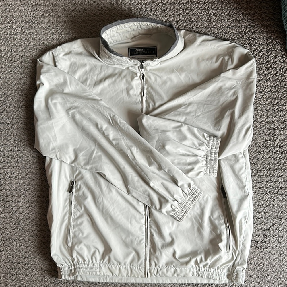 Men’s Zegna Sport Feather Weight Jacket - Size Large. Light cream color